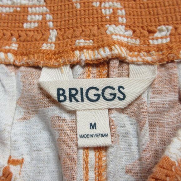 BRIGGS Linen Blend Pull On Shorts Womens Size M Cream Flowers Orange Floral NWT - Picture 9 of 13